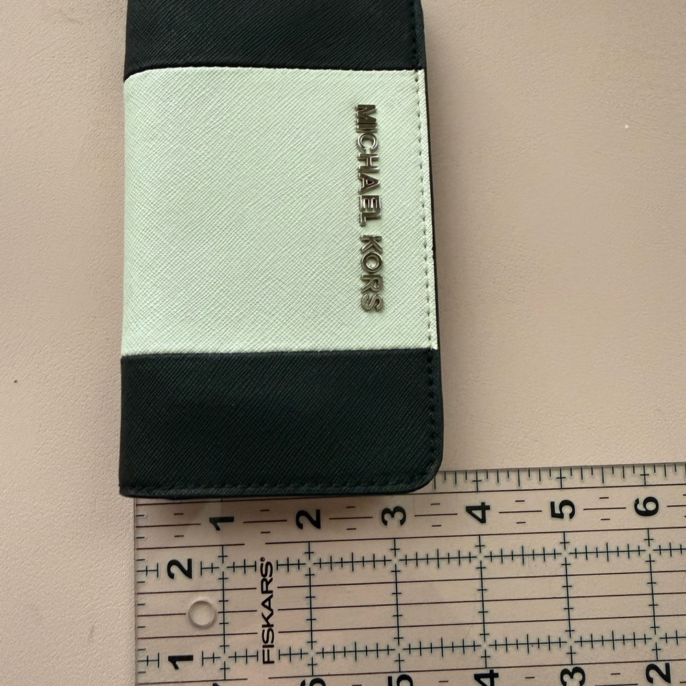 Michael Kors Black and White Striped Zip Around Wallet - Picture 5 of 5